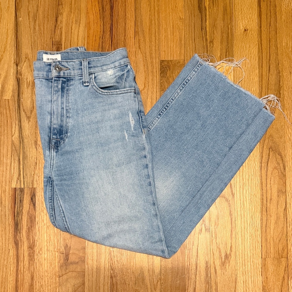 Hudson NOA Jeans in Distressed Light Blue Denim